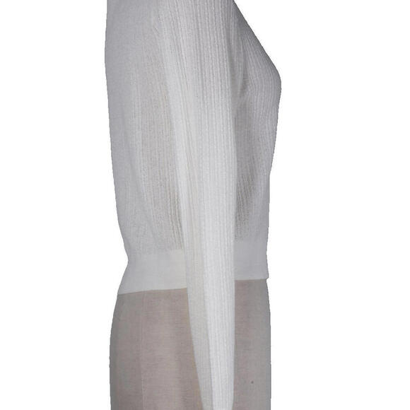 Uniqlo Women Small Off White Lace Round Neck Long Sleeve Short Cardigan Sweater - Picture 4 of 9